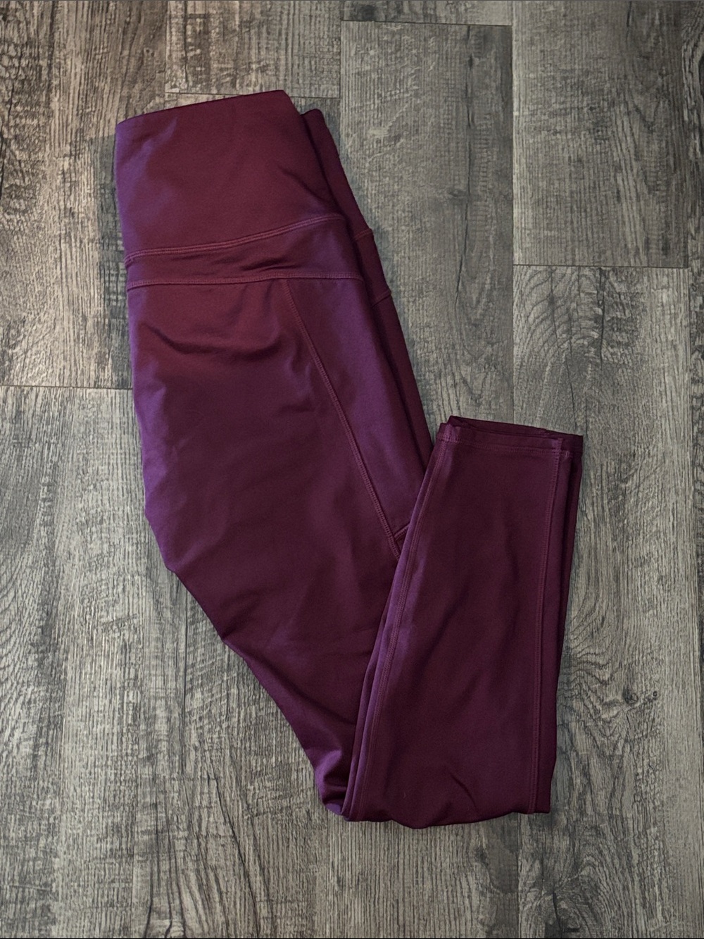 RBX Fleece-Lined Leggings with Zipper Pockets - Burgundy - Size Medium
